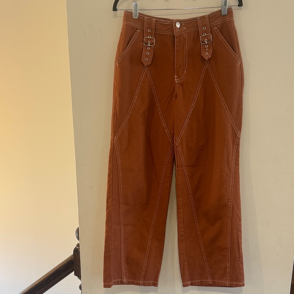 Cali 1850 Rust Wide-Leg Trousers - Picture 3 of 5